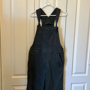 Aerie Black denim wide leg overalls